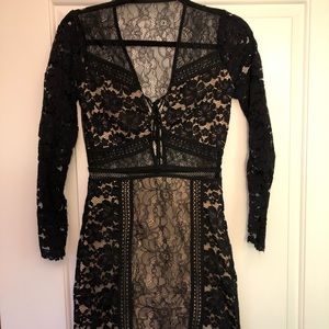 Black lace long sleeve dress - size 4